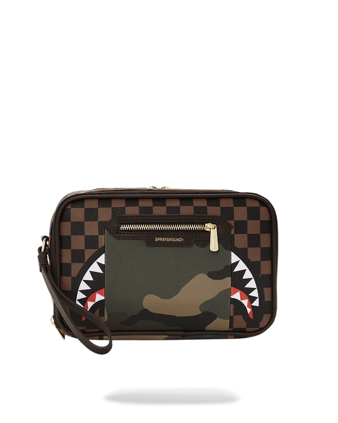 BOLSA DE NECESERES «BRICKSIDE» DE SHARKS IN PARIS CON BOLSILLO EXTERIOR DORADO CON CREMALLERA