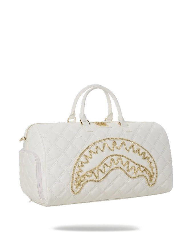 BOLSA DE VIAJE RIVIERA LE BLANC CON CADENA DORADA Y DETALLE DE TIBURÓN