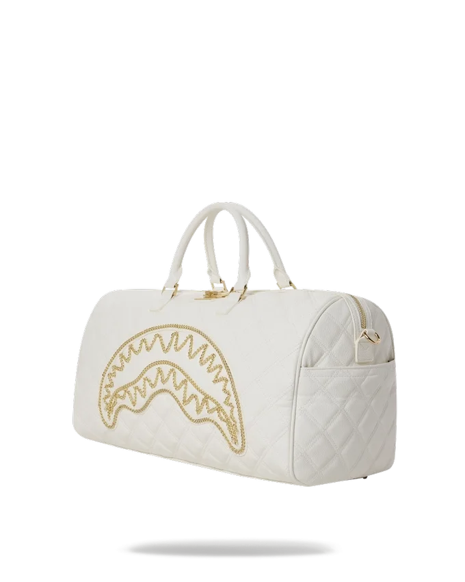 BOLSA DE VIAJE RIVIERA LE BLANC CON CADENA DORADA Y DETALLE DE TIBURÓN