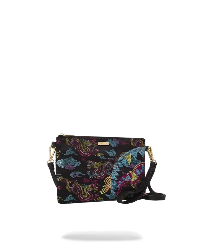 BOLSO DE MANO CROSSOVER CON DRAGONES BORDADOS