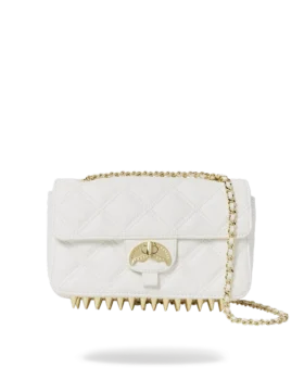 BOLSO DE MANO RIVIERA LE BLANC CON CADENA DORADA Y MOTIVO DE TIBURÓN