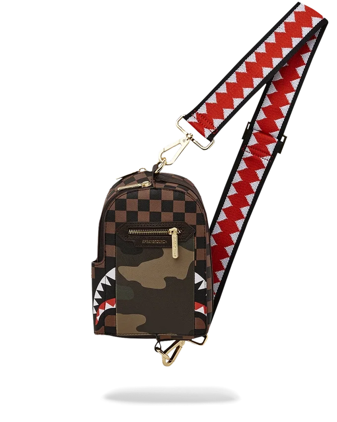BOLSO DE MOCHILA CON BOLSILLO EXTERIOR CON CREMALLERA DORADA «Sharks in Paris»