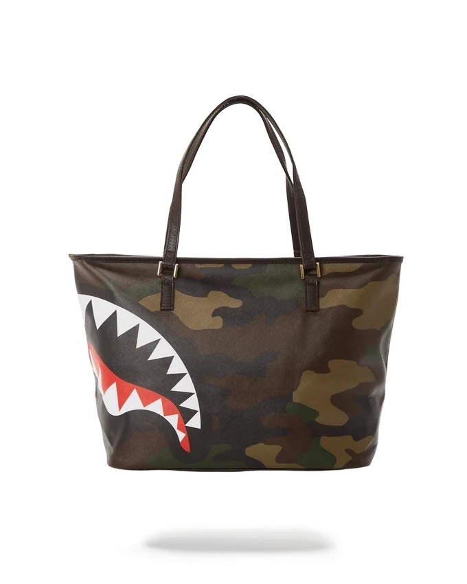 BOLSO TOTE CON ESTAMPADO DE CUADROS Y CAMUFLAJE