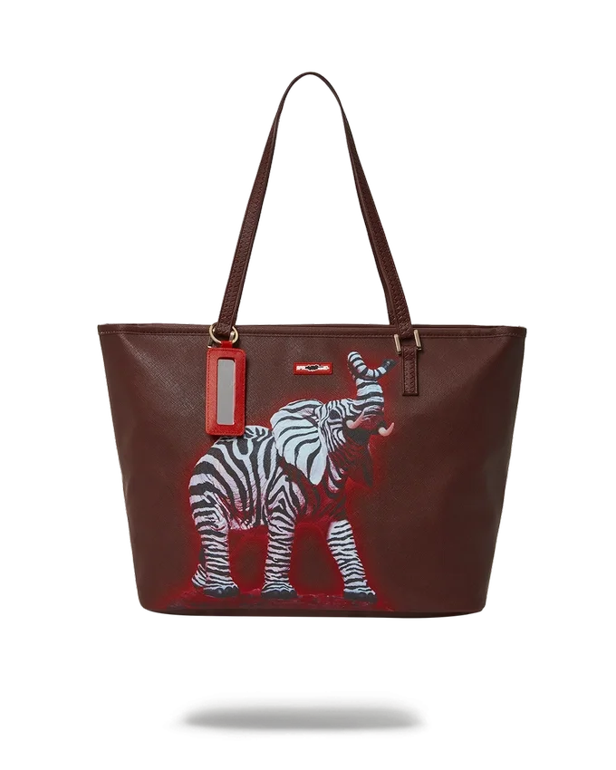 BOLSO TOTE DE COLABORACIÓN CON RON ENGLISH: ESTAMPADO DE CEBRA Y ELEFANTE