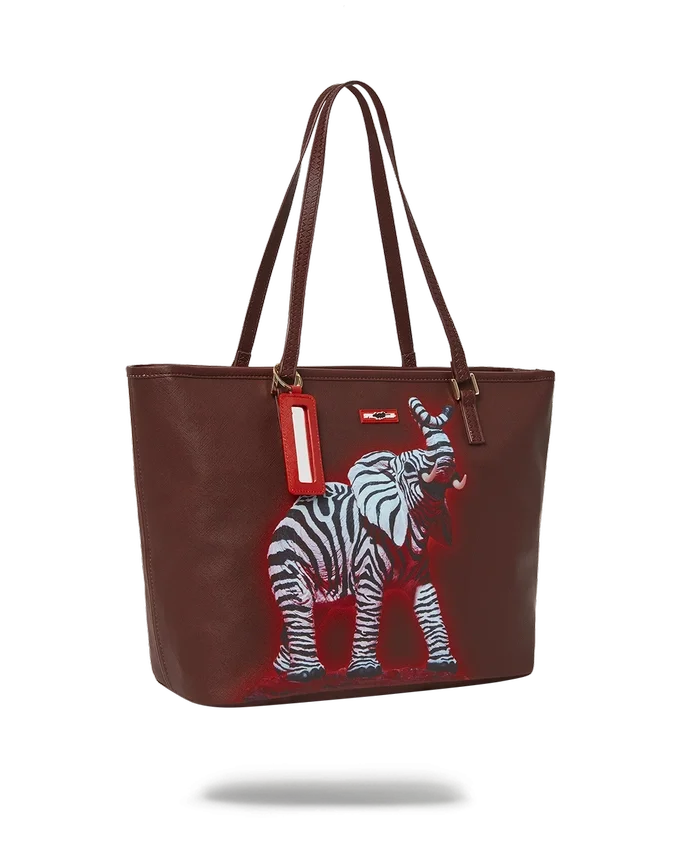 BOLSO TOTE DE COLABORACIÓN CON RON ENGLISH: ESTAMPADO DE CEBRA Y ELEFANTE