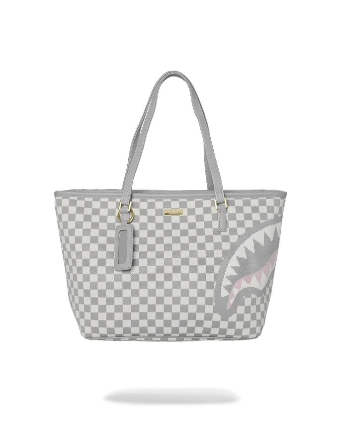 BOLSO TOTE «SHARKS IN PARIS» EN TEJIDO DE PUNTO, COLOR CREMA