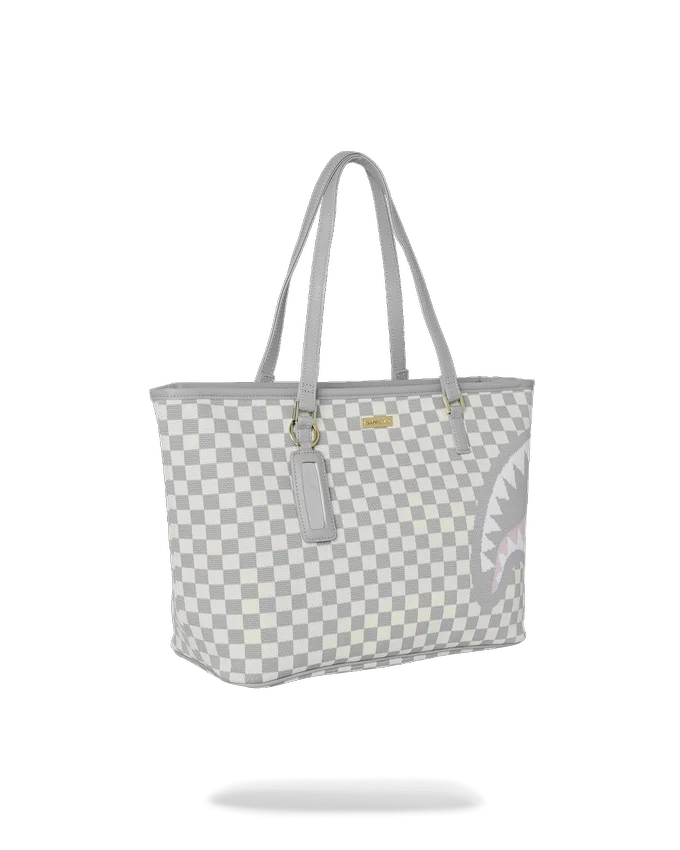 BOLSO TOTE «SHARKS IN PARIS» EN TEJIDO DE PUNTO, COLOR CREMA