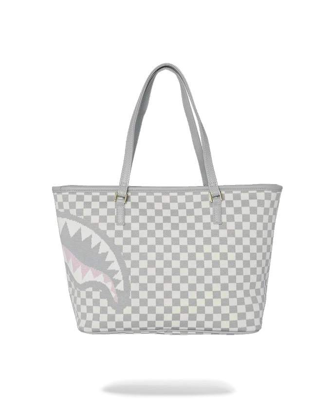 BOLSO TOTE «SHARKS IN PARIS» EN TEJIDO DE PUNTO, COLOR CREMA