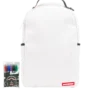 Mochila blanca «SPRAYGROUND DIY» (CUERO VEGANO Y FORRO INTERIOR PARA EL DINERO) Y ROTULADORES INCLUIDOS