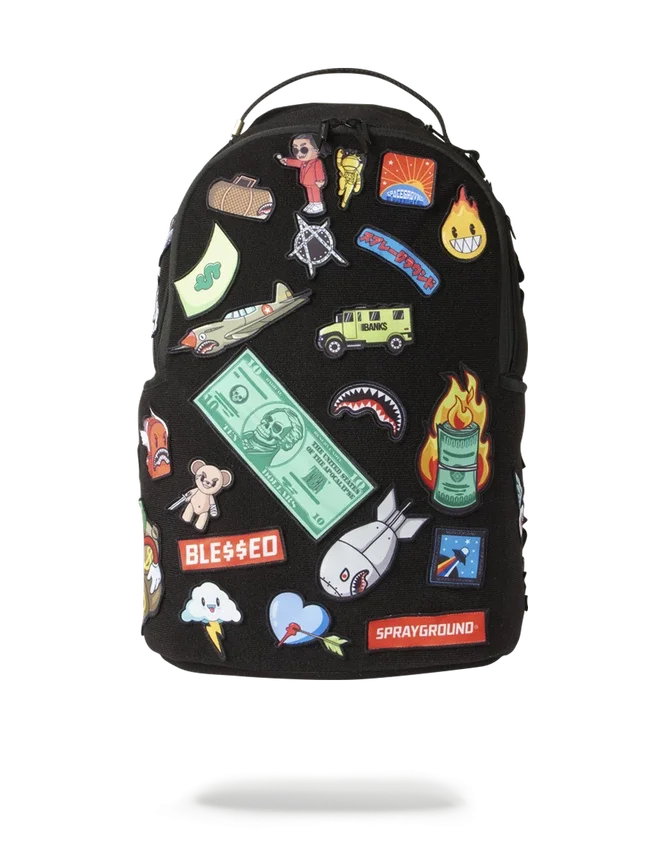 Mochila con 32 parches desmontables y cierre de Velcro