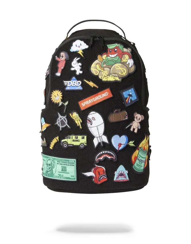 Mochila con 32 parches desmontables y cierre de Velcro