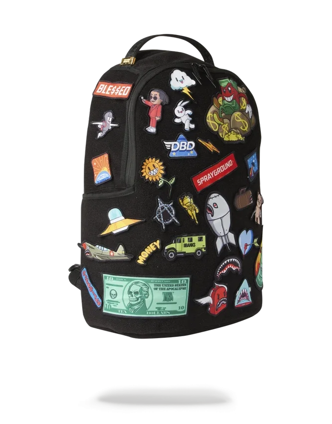 Mochila con 32 parches desmontables y cierre de Velcro