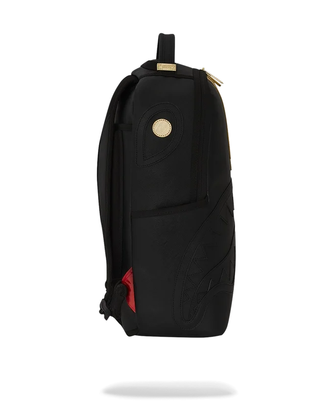 Mochila con rayas de carrera en dorado y negro