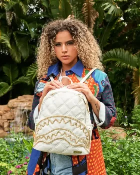 MOCHILA RIVIERA LE BLANC SHARK SAVAGE CON CADENA DORADA
