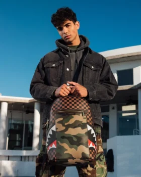 Mochila «Sharks in Paris» con bolsillo exterior con cremallera dorada (DLXV)