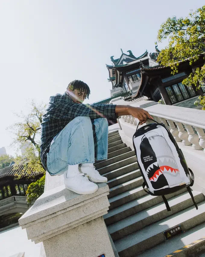 Mochila «Sharks in Paris» con ilusión óptica «Bag on Bag»