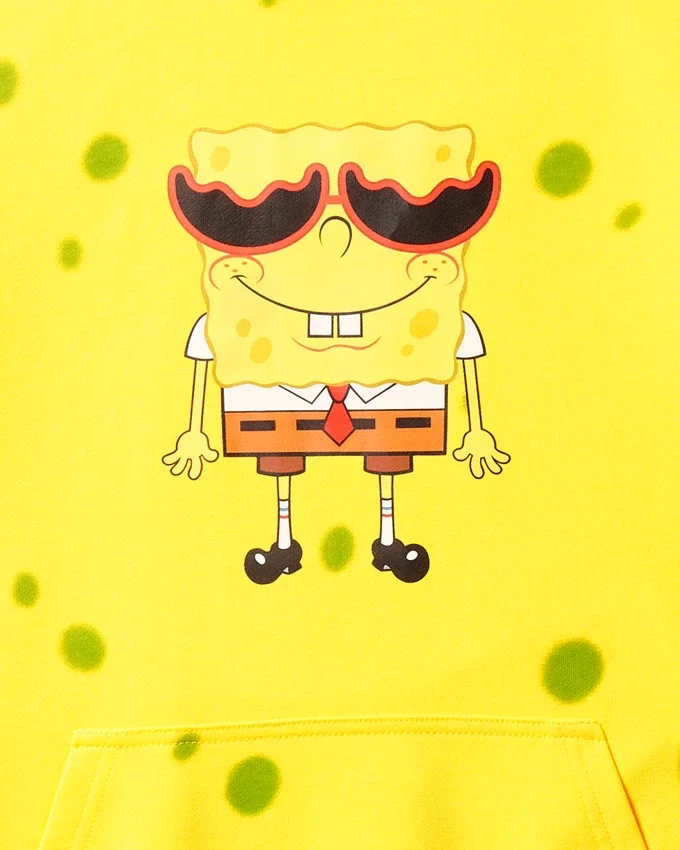 SUDADERA CON CAPUCHA DE SPONGEBOB «SPONGE» (AMARILLA)