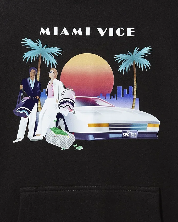 SUDADERA CON CAPUCHA MIAMI VICE (NEGRA)